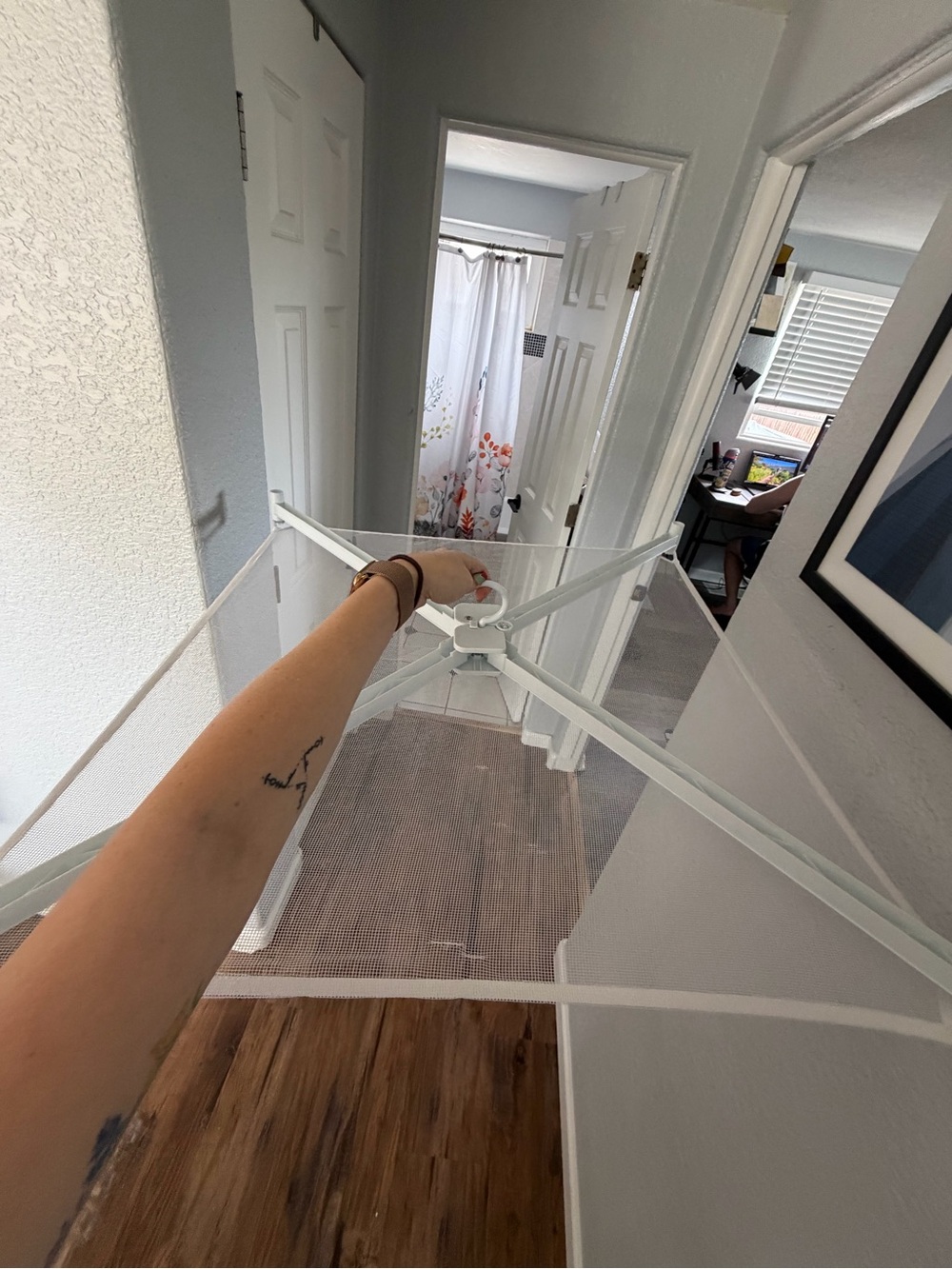 White Foldable Drying Rack with Mesh Attachment - Picture 4 of 4